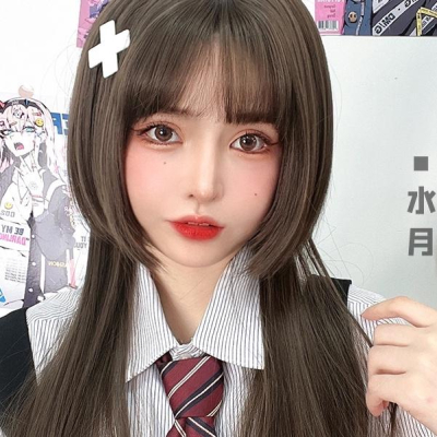全頂假髮最百變川崎家 ☪︎⋆｡˚閃動戀愛片刻 .ᐟ.✤ ✾冷棕色⋆*小澤悠日系jk軟妹水母頭姬髮長直假髮✽KZ008