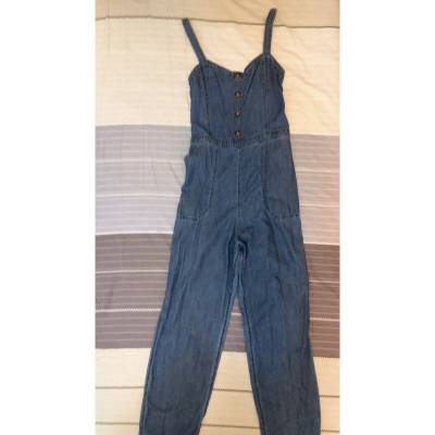 【二手8成新】A＆F 牛仔色連身褲 -L藍