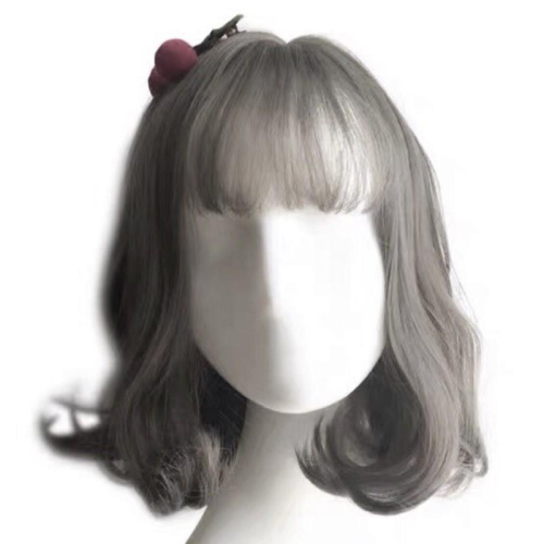 (八怪 現貨)青木亞麻灰 灰色 捲髮 短髮 梨花頭 蘿莉塔 LOLITA 空氣瀏海 COSPLAY 假髮 COS 角色