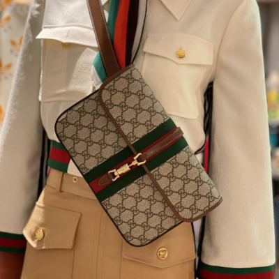 二手99新Gucci古馳女包Jackie 1961系列腰包手拿包斜挎胸包699930