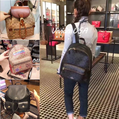 vivian美國代購✨正品 coach 女士休閒雙肩包 後背包 旅行包 書包 F68563 附購證禮品袋 女生包包