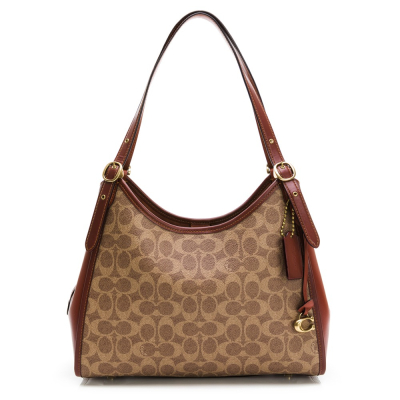 【COACH 蔻馳】 COACH Lori Shoulder Bag 老花LOGO大托特 (咖) __DVSHOP