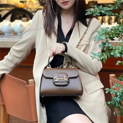 二手99新Gucci古馳 Horsebit 1955馬銜扣小牛皮迷你手提包