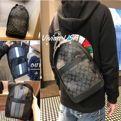 vivian美國代購✨正品 coach 男士老花胸包 單肩斜挎包 側背包 附購證禮品袋 F26067 F72043 男包