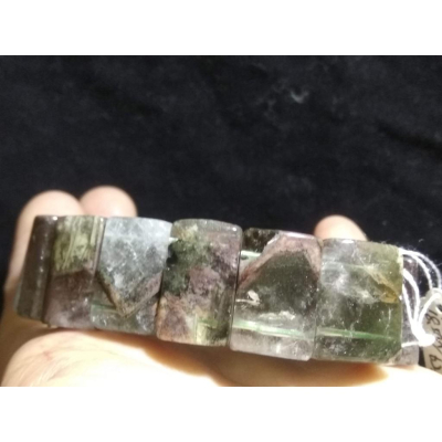 天然水晶彩色四季金字塔紫紅綠幽靈手鍊手牌手牌18.5mm/62.8g珠寶玉石首飾飾品