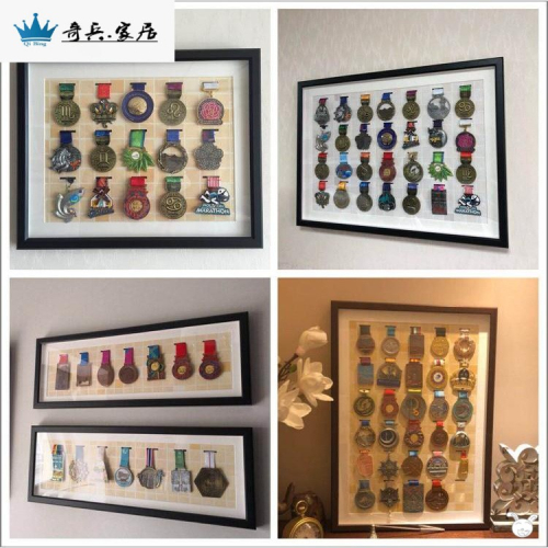 新款獎牌框馬拉松獎牌收納展示框架掛墻獎章獎花平衡車展示金牌框