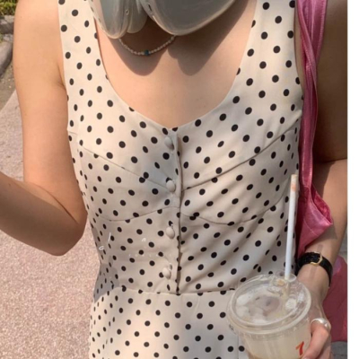 ᴷᴼᴿᴱᴬ ??無袖點點設計長洋