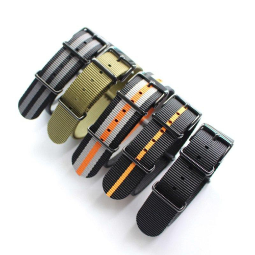手工精織尼龍表帶 22MM 全黑
