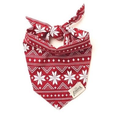 {關門放狗} The Paws Ugly Sweater 聖誕雪花-紅色 寵物三角領巾