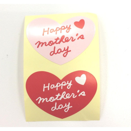 日本進口 Happy mother＇s day 雙色 愛心 手作 包裝 禮物 貼紙 10入(紅/粉各5張)