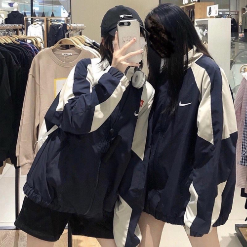 現貨兩色 Nike vintage 刺繡 小標 拼接 拼色 撞色 寬鬆 風衣 夾克 外套