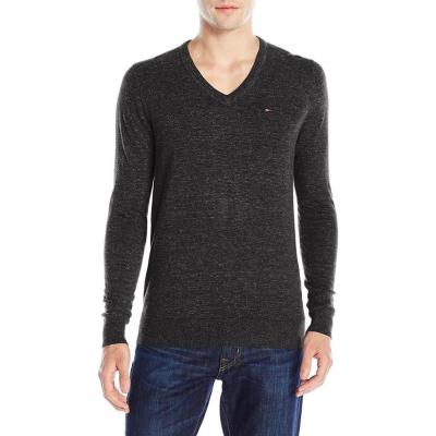 Tommy Hilfiger Denim V領長袖毛衣【M】彈性 有機棉 黑色 全新 現貨 保證正品