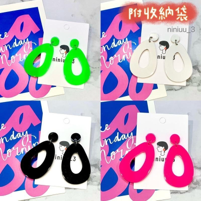 niniuu_3✨台灣現貨(出貨)『S925銀針-螢光色系歐美復古水滴耳環』螢光耳環 復古耳環 歐美耳環 亮色耳環 可愛