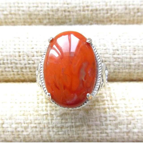 紅紅火火全滿肉*全美水頭足*極美美豔大戒面柿子紅南紅瑪瑙戒指18*14mm活圍活口鴻運當頭珠寶玉石寶石首飾飾品