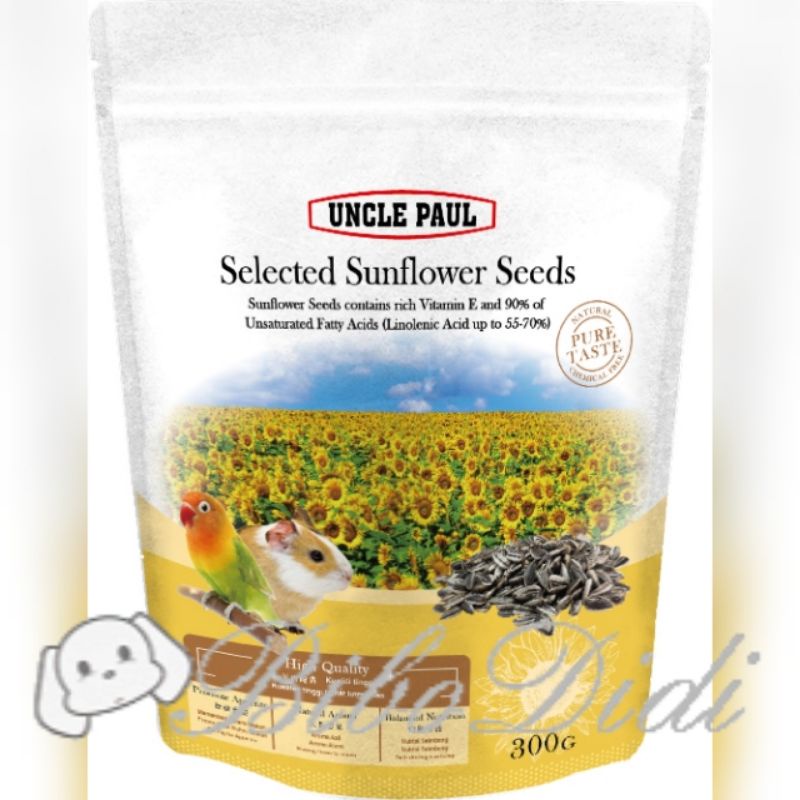 毛球寵物 保羅叔叔 優質葵花子 300G/袋 老鼠 鳥 鼠料 銀狐 哈姆太郎 老鼠 鸚鵡 灰鸚 鴿子 夾鍊站立袋