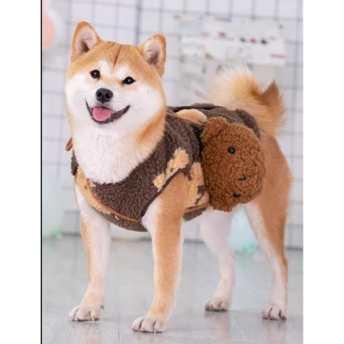 新品特價中 背扣式小熊圖案寵物衣服 狗狗背心 毛絨可愛衣服冬天