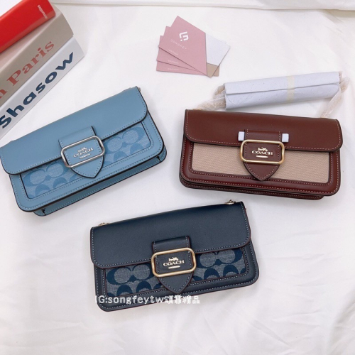 美國代購??台灣現貨 Coach 香布蕾 鏈條信封包 手機包 晚宴包