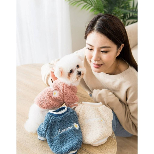【拾四方】寵物衣服 狗狗衣服 貓咪衣服 狗狗裝 狗狗兩腳衣 繡花保暖小雛菊棉衣 秋冬保暖衣服 貓咪 小型犬衣服
