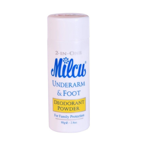 【Eileen小舖】MILCU 爽身粉 腋下足部 運動止滑 80g 足粉 乾燥粉