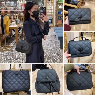 詩詩精品 Tory Burch 包包 woc側背包 手提包 全黑鏈條包 後背包 托特包 斜挎包 肩背包 斜背包 磨砂質感