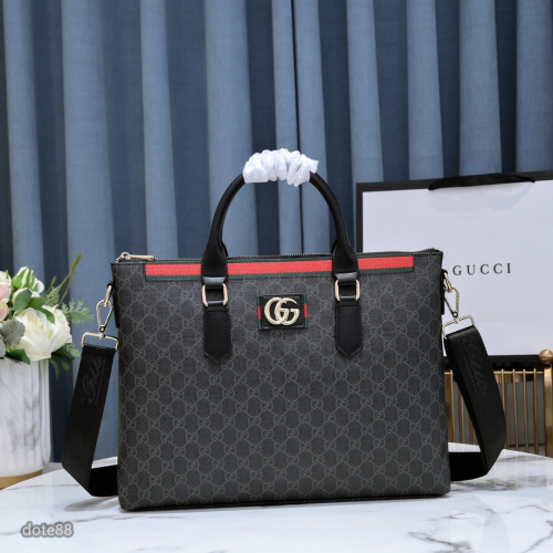 【Gucci】古馳男士公事包手提包斜挎包真皮經典印花可調節肩帶多隔層耐磨送領導老公禮物多功能簡便出門出差必備高端大氣