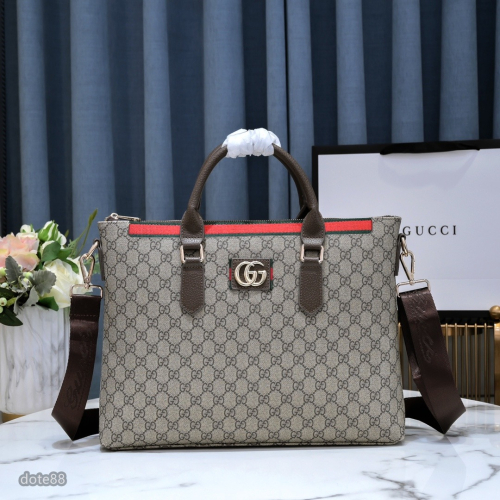 【Gucci】古馳男士公事包手提包斜挎包真皮經典印花可調節肩帶多隔層耐磨送領導老公禮物多功能簡便出門出差必備高端大氣