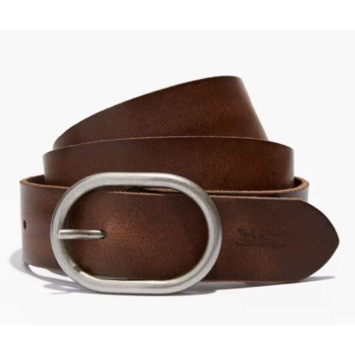 現貨【當季新款S號優惠】美國LEVIS CALNEVA BELT 經典圓矩形釦頭 咖啡色 雙馬標壓紋真皮皮帶24-29腰