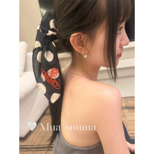 Vivienne Westwoo手帕 經典字母絲巾 領巾 髮帶 氣質頭巾時尚 百搭絲巾 圍巾 裝飾領巾 波點綁包綁手柄