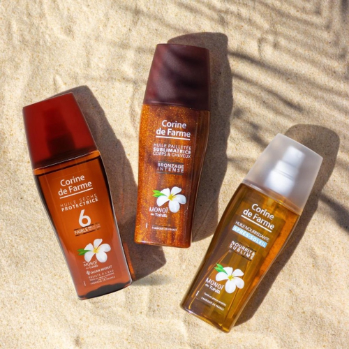 法國製 現貨??SPF6/SPF30✿梔子花 Monoi✨閃亮 助曬油 Corine de Farme 黎之芙 微光油