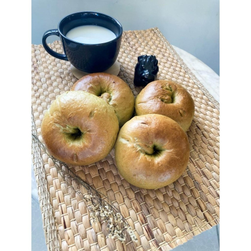 [圓之坊] 手工bagel ＂靜岡抹茶貝果＂ 日本進口靜岡小柳津香濃抹茶 外Q內軟 低糖低油奶素 絕無添加 單純健康
