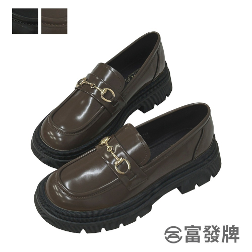 【富發牌】立體縫線厚底樂福鞋-黑/咖 GM002 女鞋 樂福鞋 厚底樂福鞋 厚底鞋 懶人鞋 厚底懶人鞋 富發牌樂福鞋