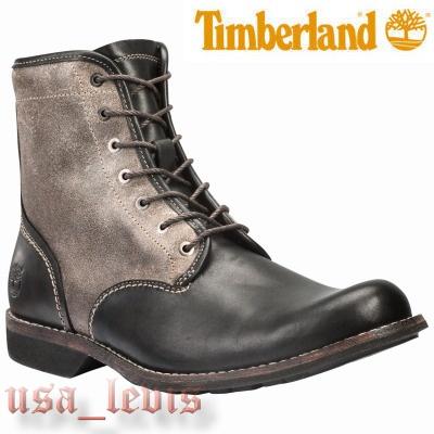 賠售8.5M現貨【Timberland】Earthkeepers Zip 灰拼接黑色 側邊拉鍊 綁帶真皮短靴百搭時尚皮鞋