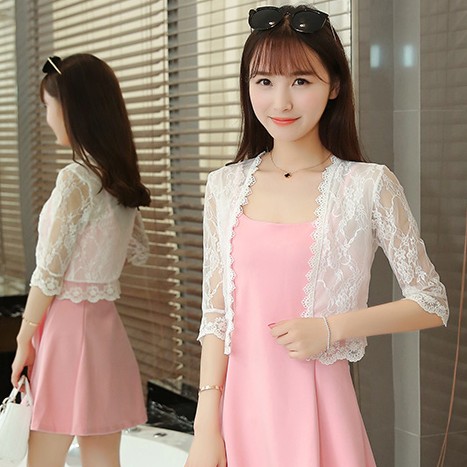 *現貨在台，黑.白S- 2XL.3XL 蕾絲 小披肩 短外套 小外套 禮服 罩衫 短版 花邊 仙女 新娘 伴娘