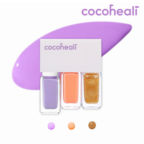 cocoheali 萌色兒童安全可撕式指甲油組 紫 橘 珍珠金 13.5g(溫和 安全 可撕式 水性指甲油 DIY)
