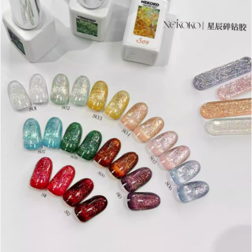 【NEKOKO】星辰碎鑽系列 .彩色高密度 .爆閃歐泊碎鑽膠6ml