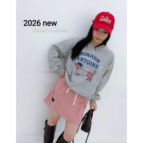 ?TwinkleQ韓國代購BUY好物-預購✈️正韓?? 大學t 狗狗 字母印花 長袖上衣 長t 休閒上衣 大學踢