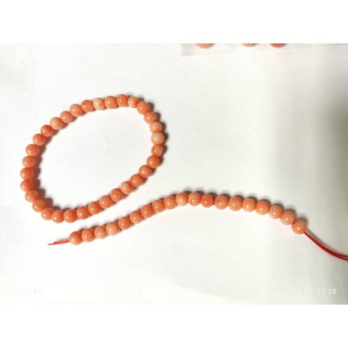 粉色珊瑚16顆5.8mm/1顆8.6mm/大紅1對玫瑰花7.3mm
