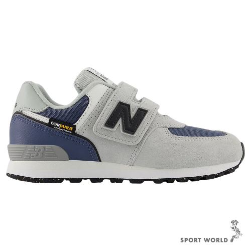 New Balance 574 休閒鞋 中童鞋 魔鬼氈 抗撕裂 灰藍黑【運動世界】P5744HP-W