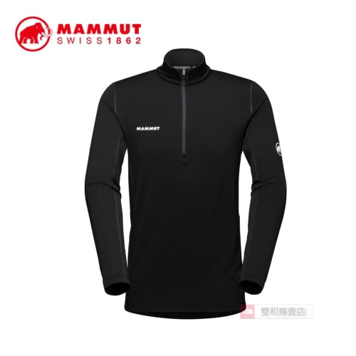 -滿3000免運-MAMMUT AENERGY ML HALF 男 長袖半開襟保暖排汗衣101601120/黑