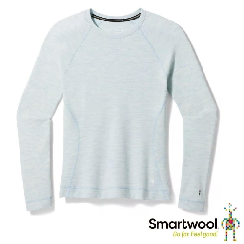 -滿3000免運-SmartWool 女 Thermal美麗諾羊毛圓領長袖衫/SW016370M06/天空霧藍