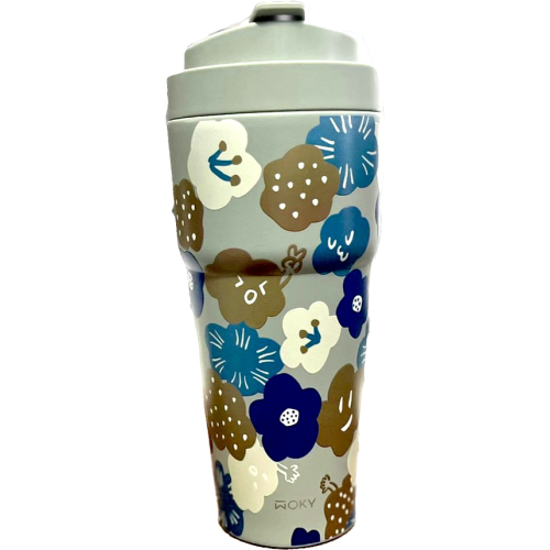 《WOKY沃廚》?限時特價?[●●]渾圓杯770ml?心花開(紺青藍) ?環保杯 保溫杯 飲料杯 保冰杯 咖啡杯