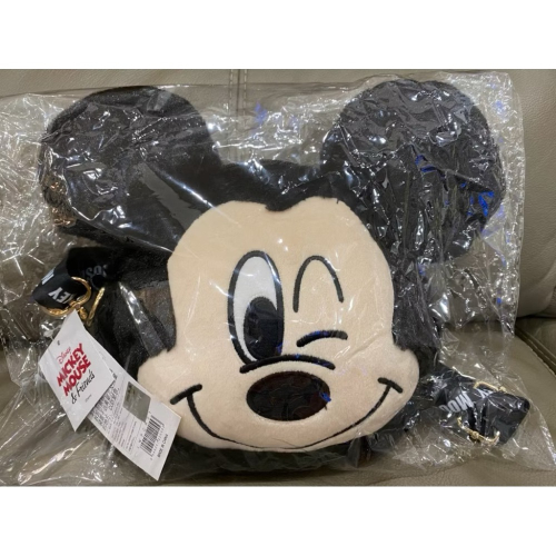 正版授權 迪士尼 Disney 米奇造型絨毛斜背包Disney Mickey Mouse 米奇側背包 交換禮物