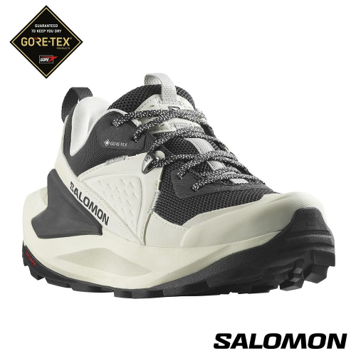 Salomon 女 ELIXIR Goretex 低筒登山鞋 香草白/幻灰/金屬灰 #47296700