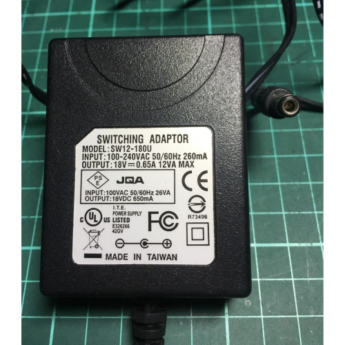 電源供應器 AC轉DC SW12-180U 18V 0.65A