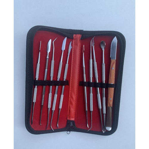 松林 高品質牙科不銹鋼雙頭工具-齒科雕刻刀/10支入/精美皮套收納