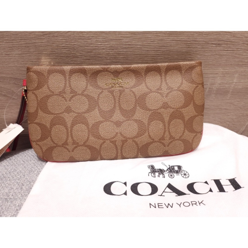 COACH?大LOGO?專櫃正品帶回?大手拿包?經典款?老花緹花