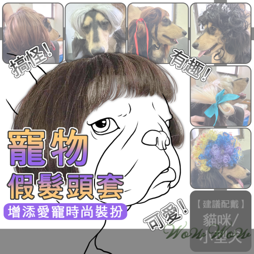 【台灣出貨】❤寵物用品 寵物假髮頭套 造型假髮 搞怪假髮 搞笑頭套 拍照道具 貓狗假髮 寵物裝扮【WOWWOW】