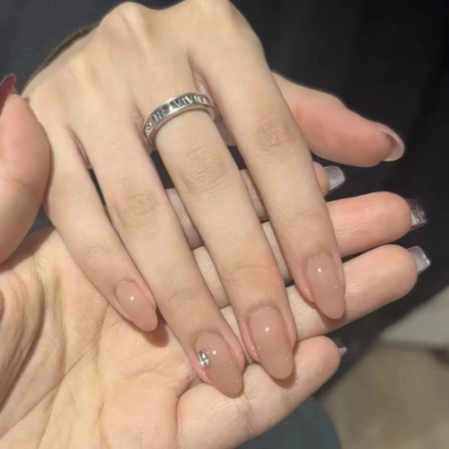 純手工穿戴甲簡約華妃摸臉冰透裸色 帶鑽仙女高級白開水嬛嬛美甲