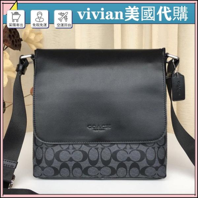vivian美國代購✨正品 coach 男士商務真皮單肩包 側背包 斜背包 公文包 公事包 郵差包側背包 男包
