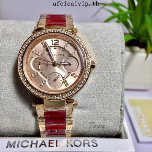 Michael Kors MK手錶 MK6239 小直徑手錶女 女生手錶 酒紅色玫瑰金色三眼計時女錶 時尚潮流石英錶